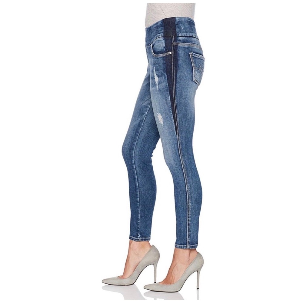 Jag Jeans Nora Marta High Rise Skinny Pull On Distressed Blue Denim Size 6